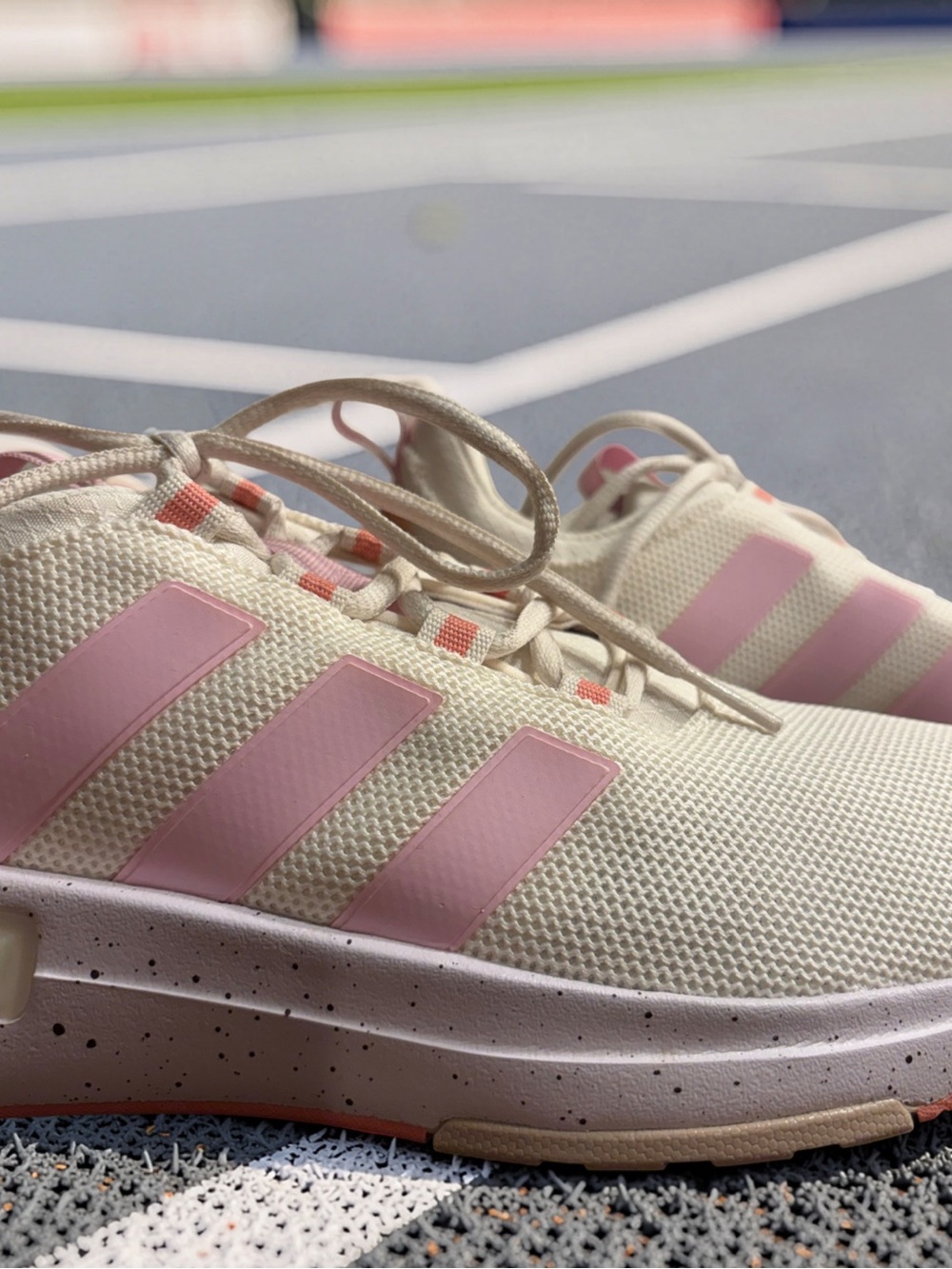 adidas Cream and Pink Women's Athletic Sneakers